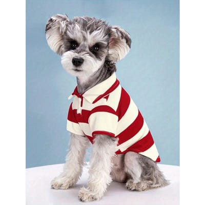 1 Pièce de Polo Simple Rayé Respirant Doux pour la Peau, Convient aux Chats et aux Chiens Vêtements T-shirt En Toutes Saisons(La taille est trop petite !!je M rouge
