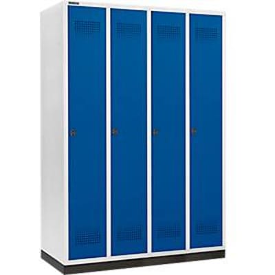 Schäfer Shop Genius Kledinglocker met fitting, 4 compartimenten, 300 mm compartimentbreedte, draaigrendelslot, gentiaanblauw
