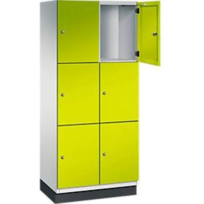 C+P Cambio lockerkast, 2 vakken, 6 vakken, met plint, B 800 x D 525 x H 1980 mm, lichtgrijs/kleedgroen