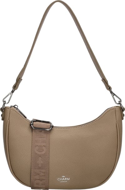 Charm London Montmartre Schoudertas - Kort & Lang hengsel - Trendy Banana Bag - Taupe