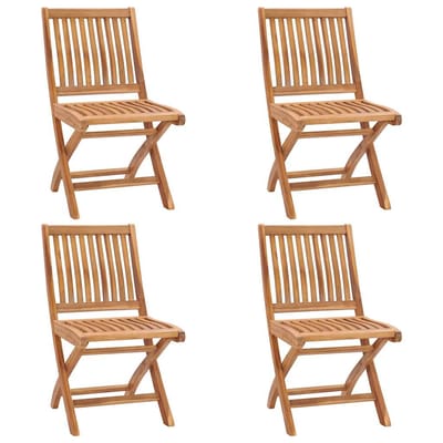 vidaXL - Opklapbare - stoelen - met - kussens, - 4 - stuks, - massief - teakhout