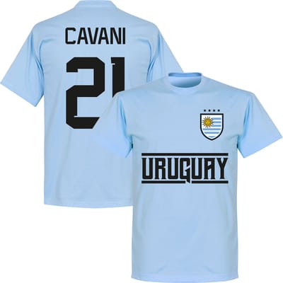 Uruguay Cavani 21 Team T-Shirt - Lichtblauw - XS