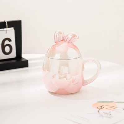 Keramische Beker Konijn Souvenir Waterbeker Verloop Paars Design Schattige Creatieve en Gepersonaliseerde Vrouwen Mok Festival Cadeau 301-400ml beige
