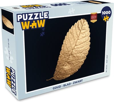 Puzzel Goud - Bladeren - Zwart - Planten - Luxe - Natuur - Legpuzzel - Puzzel 1000 stukjes volwassenen