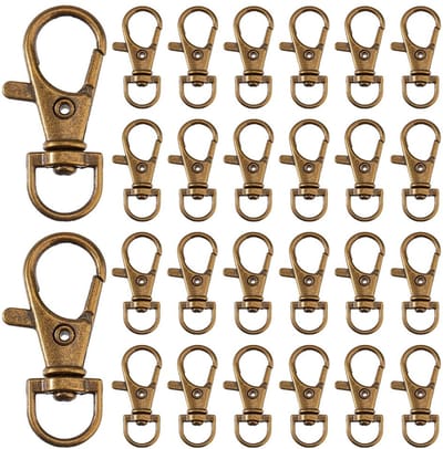 Dailygoods- Karabijnhaak 60 Stuks - Draaibare Kreeftklauw Sluitingen - Metalen Sleutelhanger - Antiek - Vintage Bronzen Legering - Creatieve Accessoires