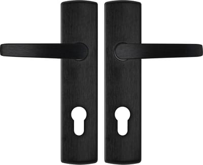 AXA Binnendeurbeslag set (Curve Klik) Zwart geslepen: Kruk (model Curve) op schild met cilindergat PC72