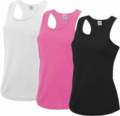 Voordeelset -  wit, lichtroze en zwart sport singlet voor dames in maat Medium(38) - Dameskleding sport shirts M (38)