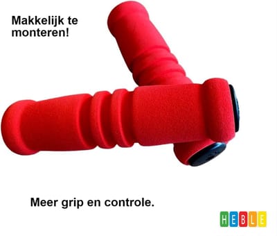 *** Fiets Handvat - Lock-On Handvatten - Universeel - Anti-slip - Aanspanbaar - Eenvoudig te monteren - Mountainbike - Fiets - Extra Grip - Rood - 2 stuks - van Heble® ***