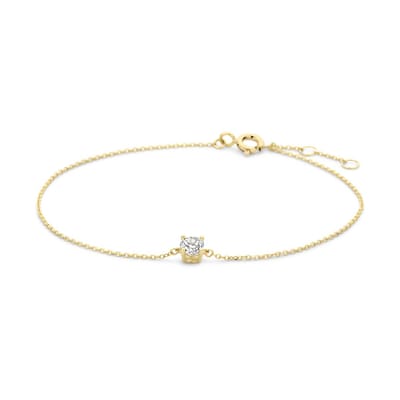New Bling - 9NBG-0964 - 14K geelgouden armband – met 1 zirkonia – minimalistisch