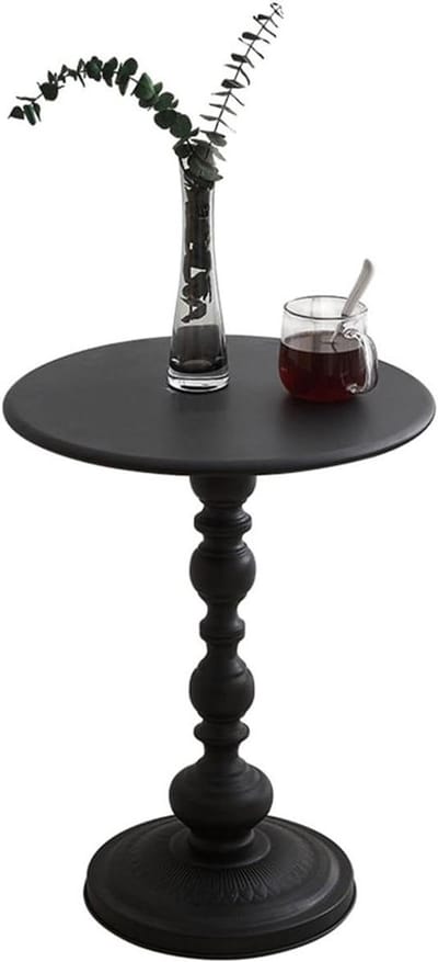 Metalen bijzettafel - Kleine ronde tafel - Decoratieve accenten plaatsen - Stabiele zware basis - 41.9 cm diameter - Zwart