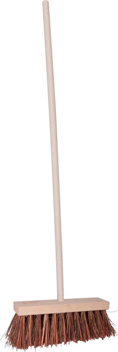 Straatbezem/buitenbezem - Theo - hout/piassava - 131 cm steel - 30 cm bezemkop - werkplaats bezem