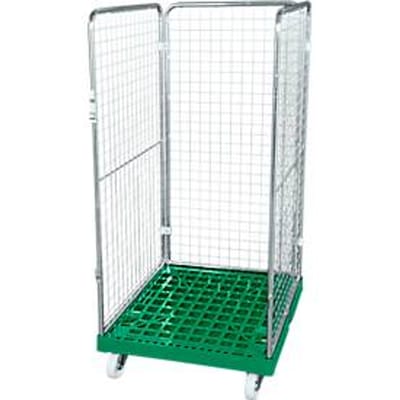 Gaascontainer 3-zijdig, 1350 bruikbare hoogte op kunststof rolcontainer, groen RAL6024
