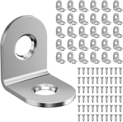 Set van 30 metalen hoekverbindingen 20 x 20 mm met 85 schroeven - 90 graden L-vormige hoekklemmen voor houten versterking en meubelconstructie