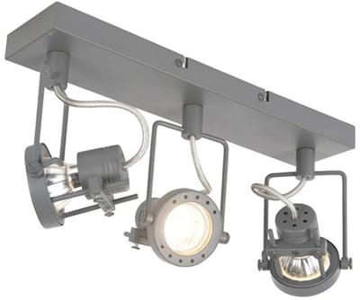 QAZQA suplux - Industriele Plafondspot | Spotje | Opbouwspot - 3 lichts - L 360 mm - Donkergrijs - Industrieel - Woonkamer | Slaapkamer | Keuken