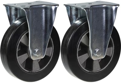 200 mm (8") zwenkwiel met zwart rubber, vast, zeer stevig, draagvermogen 900 kg, set van 2