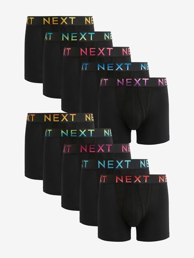 Next - Heren - Set van 10 boxershorts met A-voorkant - Zwart