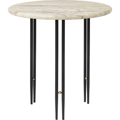 Gubi IOI CoffeeTable Ø50 cm - Travertine rippled  - zwart