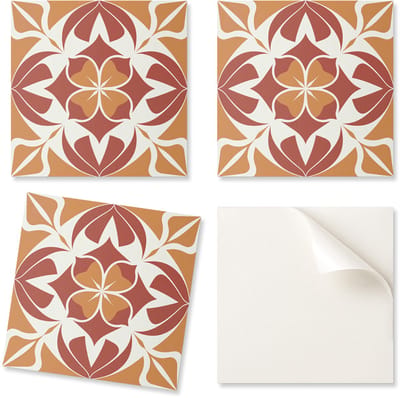 Set vinyltegels met een symmetrisch bloemenpatroon voor de keuken of badkamer, 9x30x30 cm