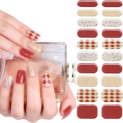 20 Stuks Nail Stickers voor Gel Nagels, Semi-Hardened UV Gel Strips voor Thuis Manicure, Perfect voor Vrouwen en Meisjes, Salon Kwaliteit Nagelset, UV/LED Lamp Vereist