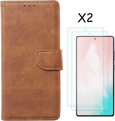 Hoesje Geschikt Voor Samsung Galaxy S20 FE 2022 hoesje bookcase Bruin - Galaxy S20 FE bookcase wallet case portemonnee hoesje - Hoesje Geschikt Voor Samsung Galaxy S20 Fe 2022 screenprotector / 2X tempered glass