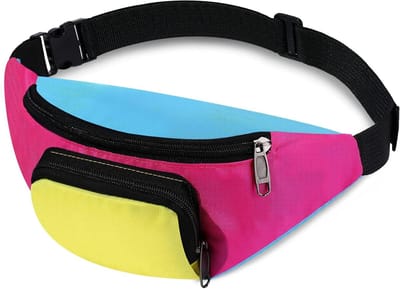 Neon Retro 80s Heuptas met 2 Vakken, Verstelbare Tailleband, Ideaal voor Feestjes, Thema 80s en Reizen