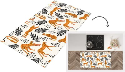 Keukenloper - Loper keuken - Patronen - Bladeren - Jachtluipaard - 120x60 cm - Keukenloper vinyl