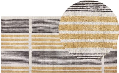 KATRA - Laagpolig vloerkleed - Geel - 80 x 150 cm - Katoen