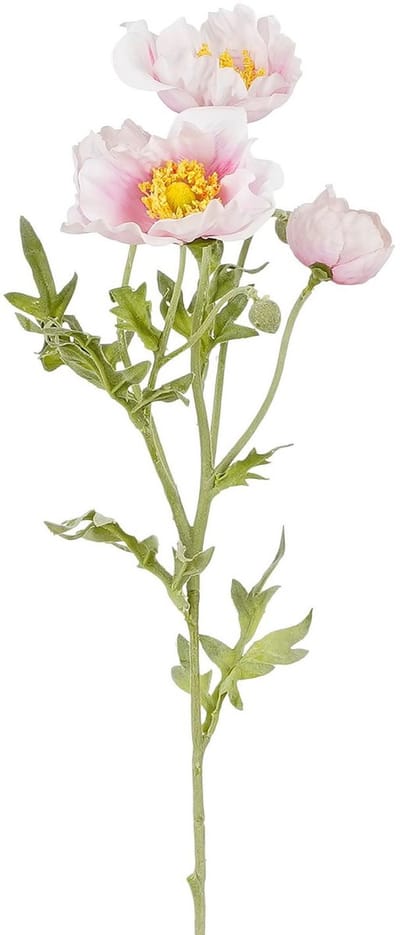 Mica Decorations Kunstbloem Klaproos Poppy - H62 cm - roze - kunststof - stelen kunstbloemen - boeket - rozen bloemetjes