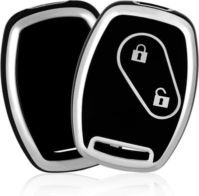Auto Sleutel Cover - Sleutelbescherming en Sleutelhanger voor Honda Civic, Jazz, Accord en meer - Zwart/Zilver