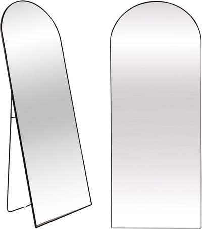 SensaHome Passpiegel - Minimalistische Design Wandspiegel - Staande Spiegel met Metalen Rand - Hangend - Zwart - 160x60 CM