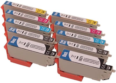 Epson C13T26214010 - Inktcartridge Multipack 6-delig - 2x Zwart, 1x Cyaan, 1x Magenta, 2x Cyaan|geel|magenta|zwart - Huismerk Compatible - Geschikt voor Epson XP-510 Epson XP-520 Epson XP-600 Epson XP-605 Epson XP-610 Epson XP-615 Epson XP-620 Epson