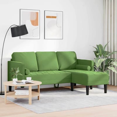 vidaXL - Bankstel - met - kussen - Lichtgroen - Polyester