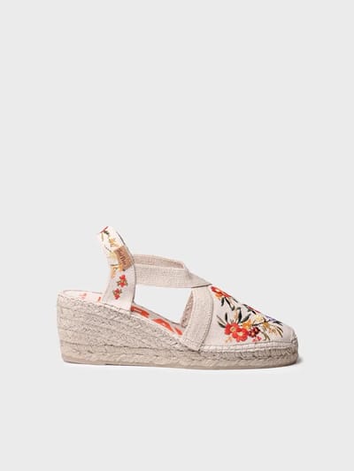 Espadrille met sleehak voor dames en veelkleurig borduurwerk | MONTJOI