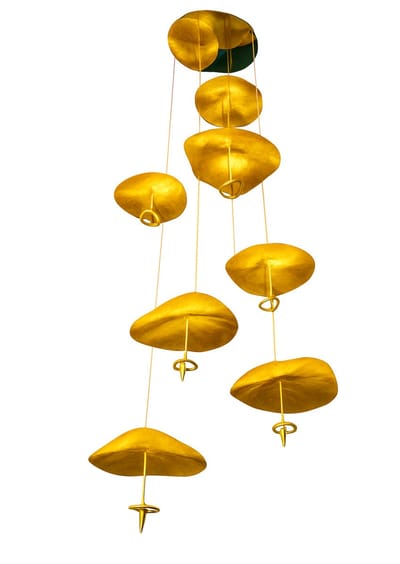 Pimstor - 10 led Sfeer verlichting - Kroonluchter - Warm wit - Koperen "hand geslagen" Lotus blad - Creëer de Perfecte Ambiance!