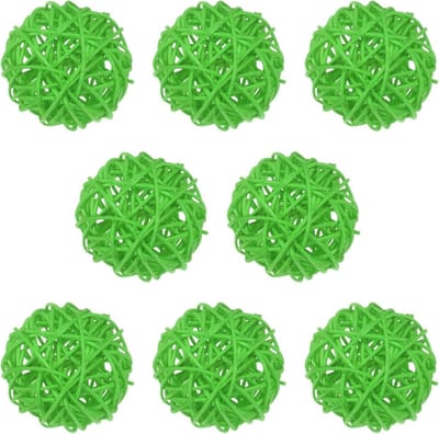 8 Stuks Wicker Rattan Ballen 60mm - Decoratieve Vulling voor Vazen, Kerst, Bruiloften en DIY Projecten - Groene Rattan Ballen voor Thuisdecoratie