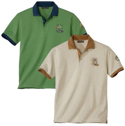 ATLAS FOR MEN - Set van 2 polo’s van piquéstof - Heren - Verkrijgbaar in grote maten - L