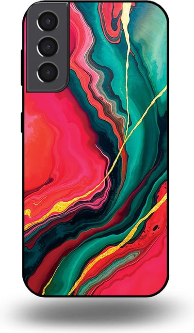 Smartphonica Telefoonhoesje Geschikt voor Samsung Galaxy S21 Plus met Rood Groen Marmer Opdruk - TPU Backcover Case Red Green Marble Design geschikt voor Samsung Galaxy S21 Plus