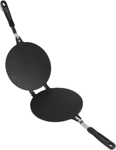 Wafelijzer - IJzeren Wafelmaker - Familie Ontbijt - Antiaanbaklaag - 24 cm - Zwart