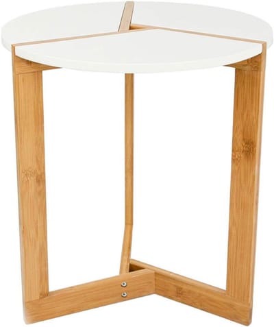 Ronde Bijzettafel Scandinavisch Design Wit Hout - Ideaal als Nachtkastje of Salontafel 40x45 cm