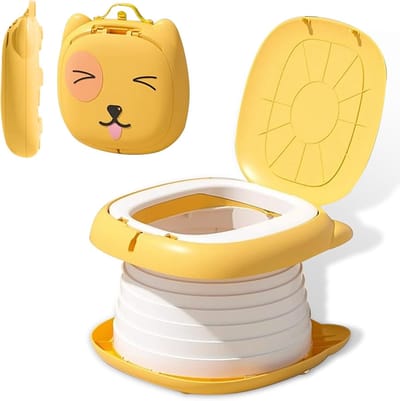 Kindertoiletbril - Opvouwbaar kindertoilet - Draagbare opvouwbare reispot - Geschikt voor roadtrips, kamperen of thuisgebruik - Uitgevouwen formaat: 24*17cm - Opgevouwen formaat: 24*7cm-Oranje