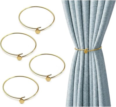 SnelShoppen - 4 Pcs Gouden Metal Embrasses voor Gordijnen, Decoratieve Gordijnhouders, 60 mm, Perfect voor Woonkamer, Slaapkamer, Kantoor, Drapes