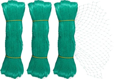 vogelnet set van 3 - 5 x 4 m - fijnmazig - 20x20 mm - beschermnet tegen vogels - groen