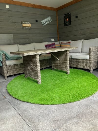 Kunstgras rond 250cm 35mm dik zacht kleurvast