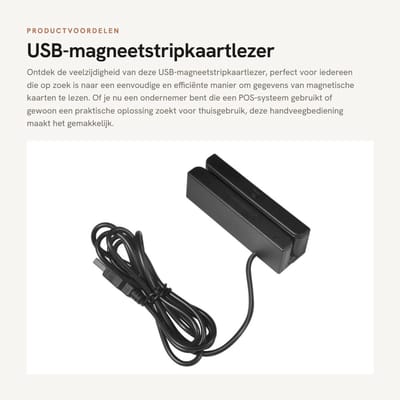 Dailygoods - USB-magneetstripkaartlezer - Handveegbediening - Compact formaat - Magnetische kaartleesmachine - Ideaal voor POS-systemen - Geschikt voo...