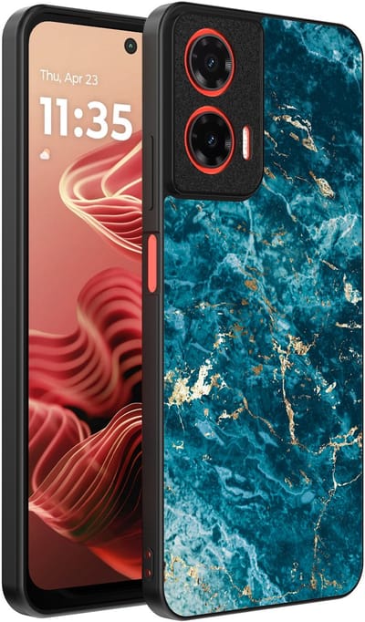 Smartphonica Telefoonhoesje Geschikt voor Motorola Moto G35 met marmer opdruk - TPU backcover case blue marble design - Blauw geschikt voor Motorola Moto G35