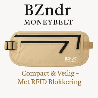 BZNDR® Moneybelt Beige - Luxe Reisportemonnee - Onesize & Unisex - Geldriem - Heuptasje - Buideltasje