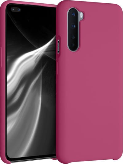 kwmobile telefoonhoesje geschikt voor OnePlus Nord - Hoesje met siliconen coating - Smartphone case in frambozenroze