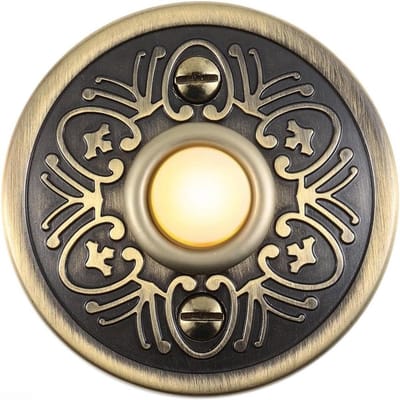 Metalen Deurbel Drukknop - Antieke Bronzen Knop - Voordeur Toegang - LED Verlicht - 8 x 8 x 2 cm