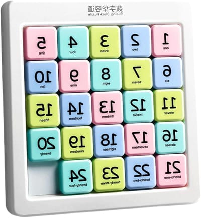 Schuifpuzzel - Hersenkraker - Cognitieve vaardigheden - Klemvrije beweging - 15-delig - Meerdere kleuren