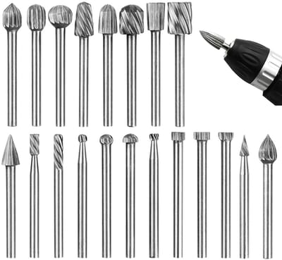Metalen frezen set van 20 stuks, hardmetaal, verschillende vormen voor houtbewerking, scherp lemmet, boor en gravure tools, polijstmachine accessoires